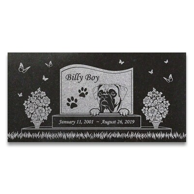 Boxer Personalized Dog Memorial - Granite Stone Pet Grave Marker - 6x12 - Billy Boy - image4
